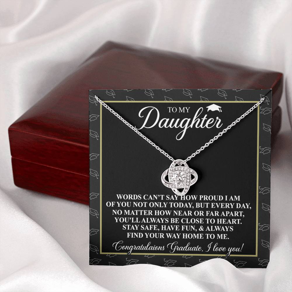 To My Daughter Gift Necklace From Father to Daughter Gift, Birthday Necklace Love Knot Pendant Necklace Gift Message Card and. Gift Box styles On Birthday, Christmas, Anniversary Graduation Gift