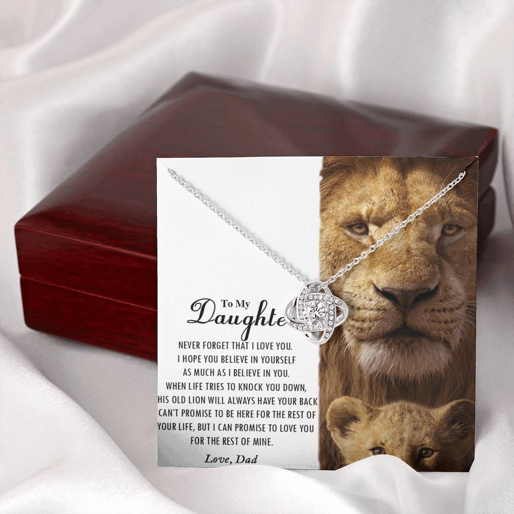 Love Knot Gifts to My Daughter This Old Lion Will Always Have Your Back Necklace For To My Daughter Necklace From Dad - Father And Daughter Gifts Jewelry Gift For Girls, Little Girl Necklace
