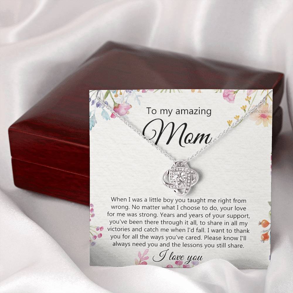 To My Amazing Mom Necklace From Daughter, Son Necklace Gift For Mom, Thank You Mom, Mother Necklace Gift On Mother's Day Birthday Gift, Anniversary, Mom Love Knot Necklace Jewelry Gift For Women