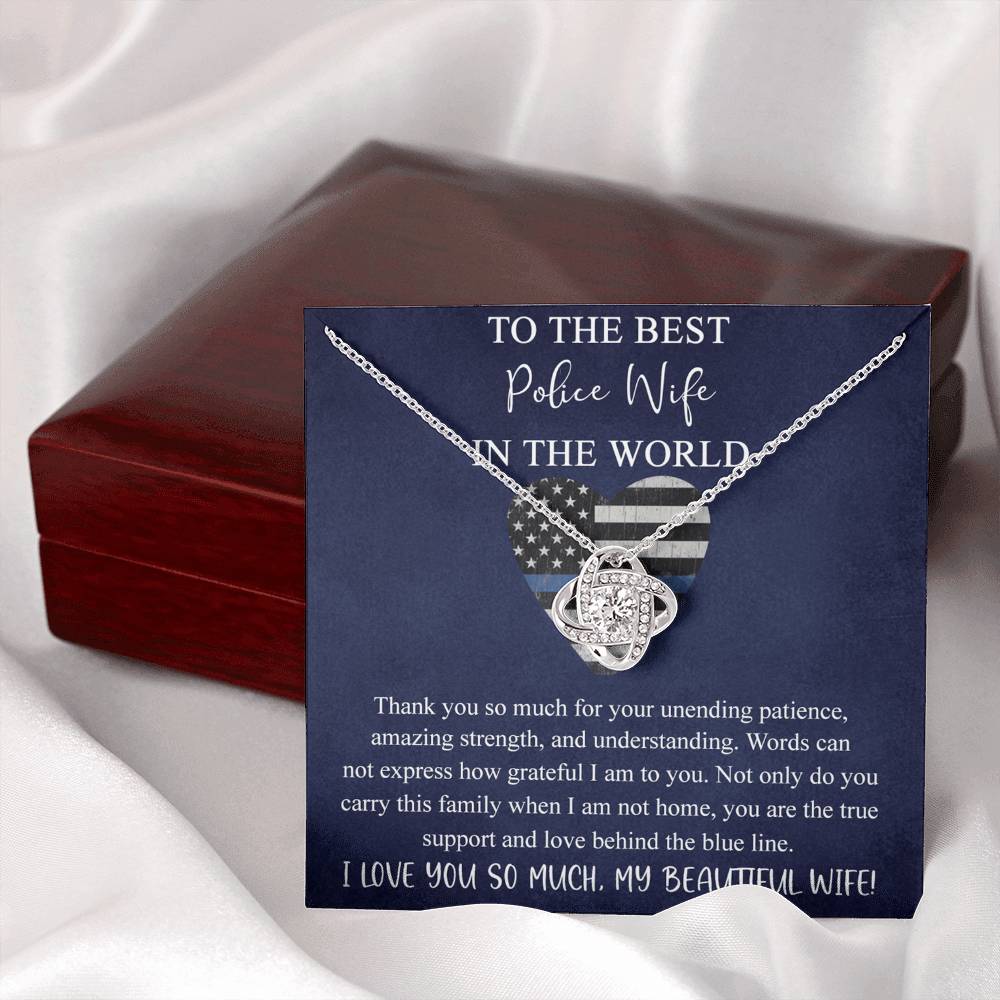 Police Wife Gift Necklace, To The Best Police Wife Love Knot Necklace Gift From Husband, Wife of Police Officer Gift Necklace, Love Knots Pendant Gift For Wife, Soulmate, Police Wife Gift Pendant