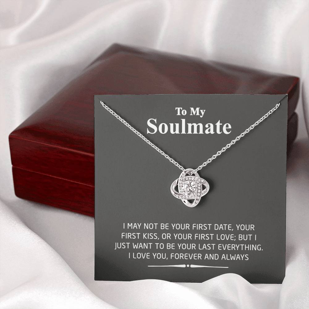 To My Smokin Hot Soulmate Love Knot Necklace - Wife Gifts Necklace From Husband To My Wife Necklace, Gift for Her Romantic, Girlfriend Gifts Message Card and Gift Box For Soulmate Love Knot Pendant