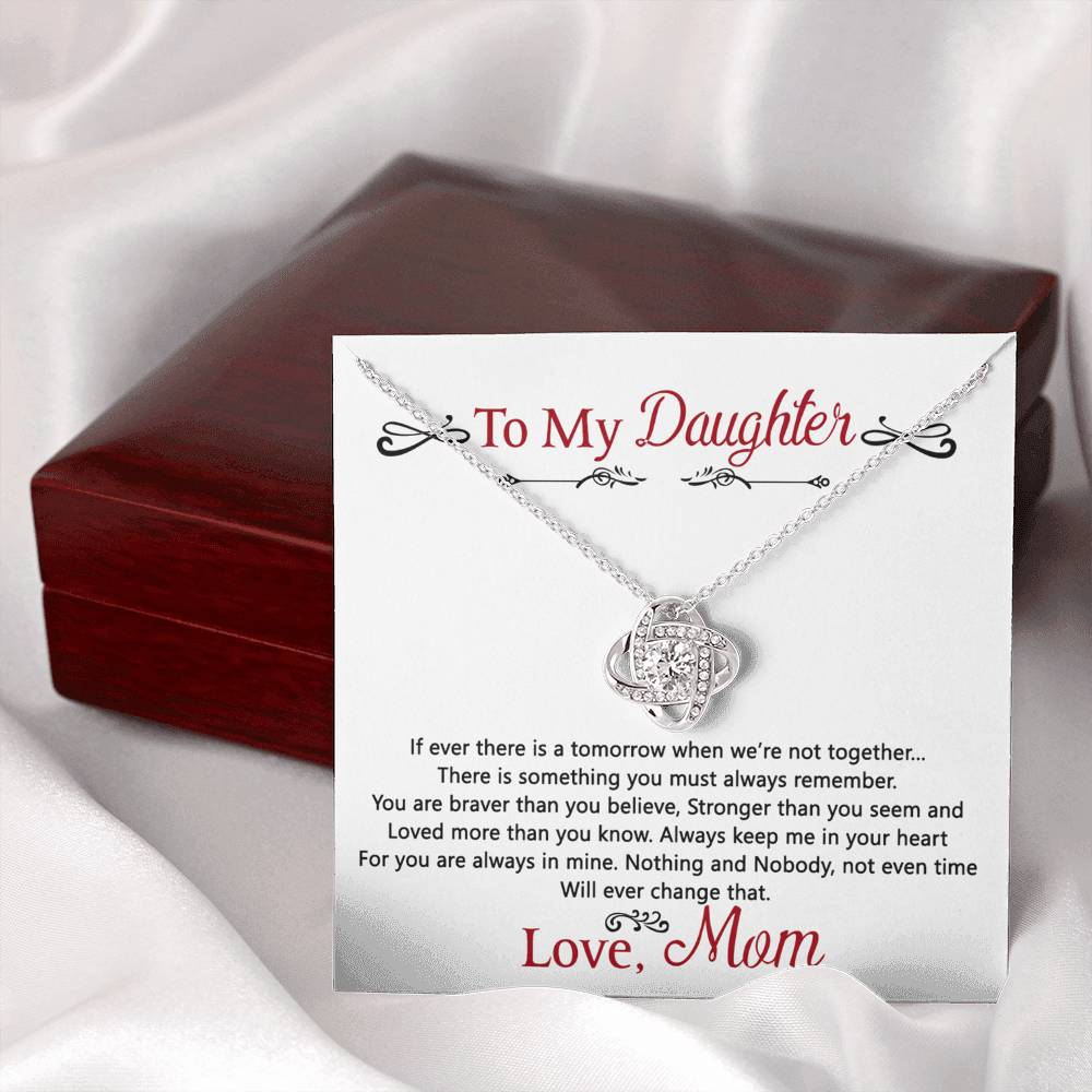 To My Daughter Love Knot Necklace Gift From Mom, Daughter Gift Necklace, Mother To Daughter Pendant Gift, Little Girl Necklace Love Knot Jewelry Gift For Girls, Mother Love Daughter Necklace