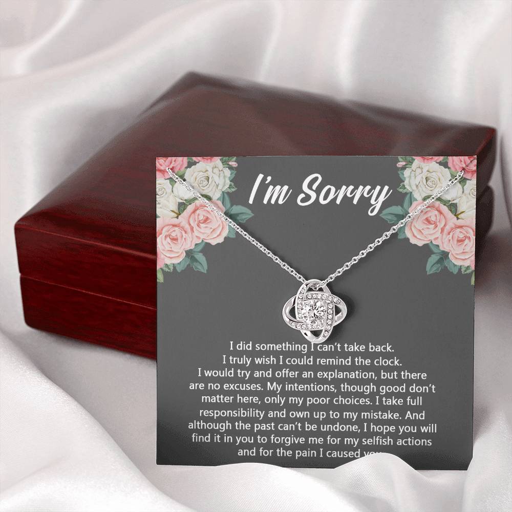 I'm Sorry Gift Necklace for Her, Apology Gifts Necklace for Girls, Woman Sorry Gift Necklaces with Meaningful Message Jewelry Sorry Gift Love Knot Necklace For Girlfriend Wife Soulmate Best Friend
