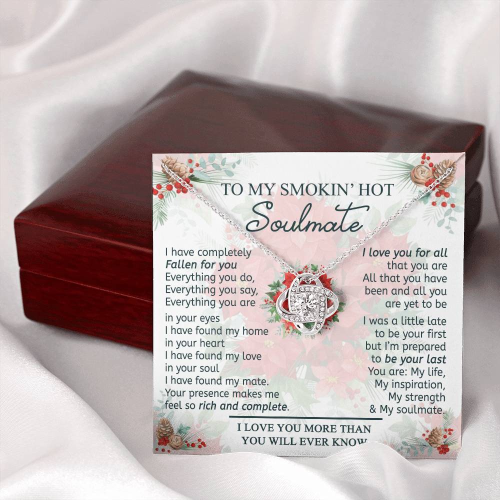 To My Smokin' Hot Soulmate Necklace From Husband, Jewelry Gifts For Women, My Wife Love You All Love Knot Pendant Gift For Soulmate, Personalized Gift Necklace for Future Wife Soulmate Gift