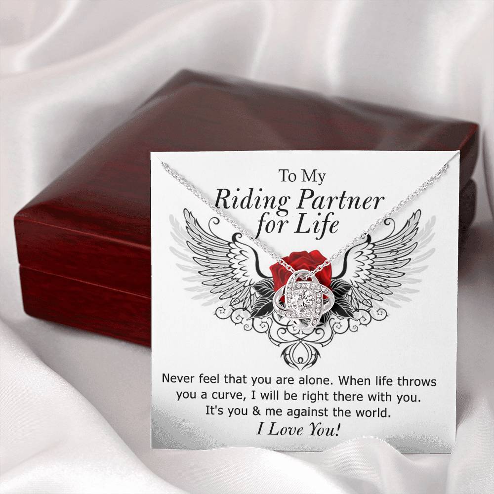 To My Riding Partner for Life Love Knot Necklace, Gift Necklace For Girlfriend, Gift Necklace To My Wife, Soulmate Gift Necklace For Her Luxury Jewelry Necklaces Gift On Birthday, Xmas, Anniversary