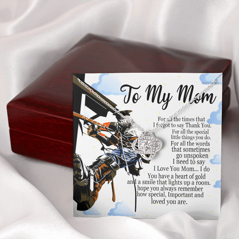 Lineman's Mom, To My Mom Love Knot Necklace Mother Jewelry Gift On Mothers Day