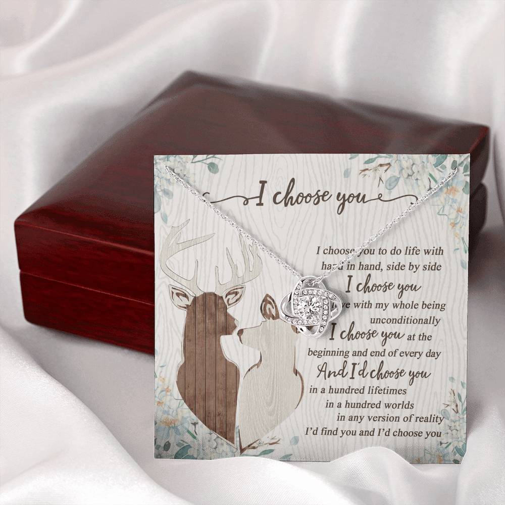 To My Smokin' Hot Doe Necklace From Husband, Boyfriend, I Choose You Hunting Love Knot Necklace Smokin' Hot Gift for Her Romantic, Girlfriend Gift Necklace Soulmate Gift Necklace With Message