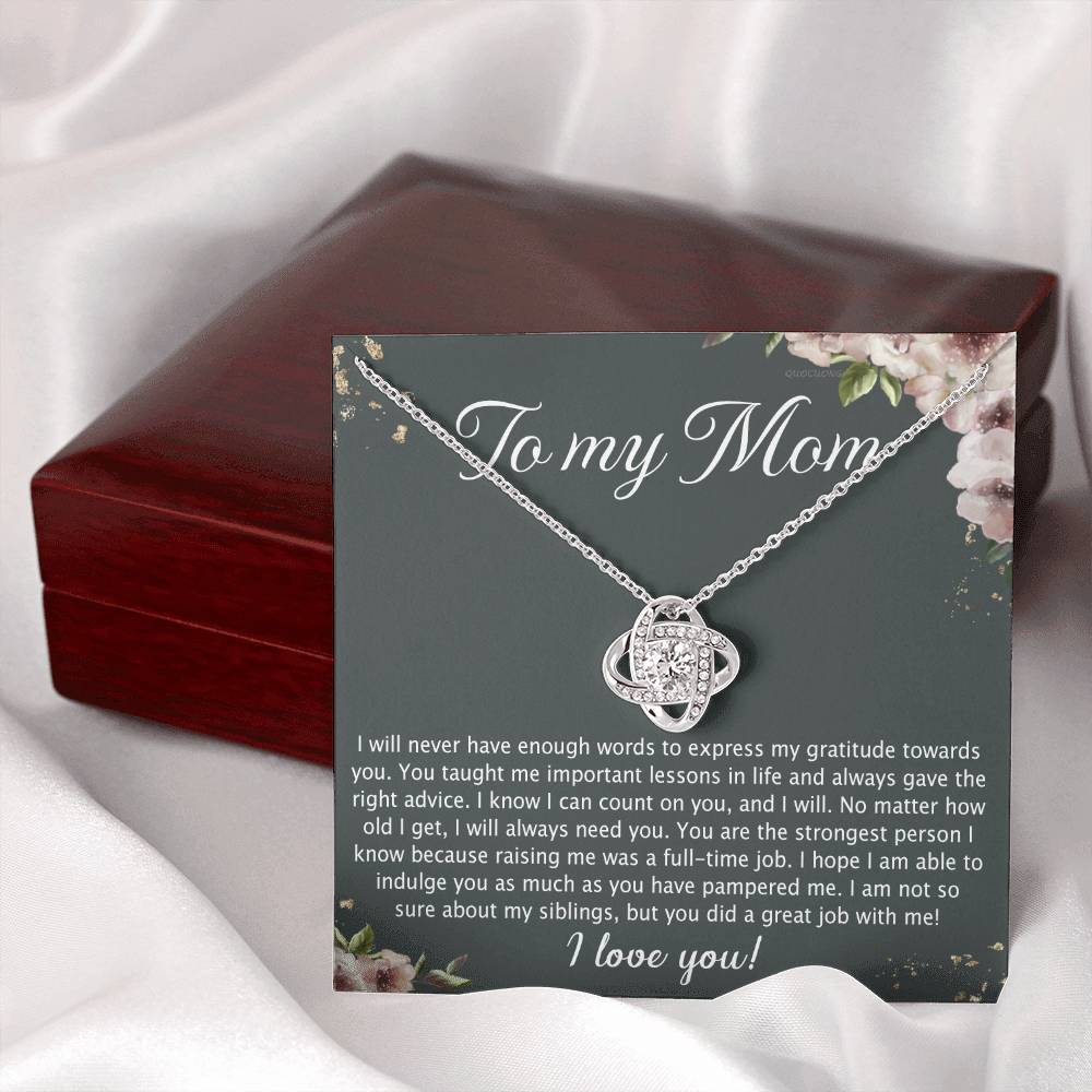 To My Mom Love Knot Necklace From Daughter, No Matter Necklace Gift For Mom, Daughter And Mother Love Knot Pendant Gift For Mom, Jewelry Gift For Women, Mom Gift Necklace, Daughter To Mom Pendant