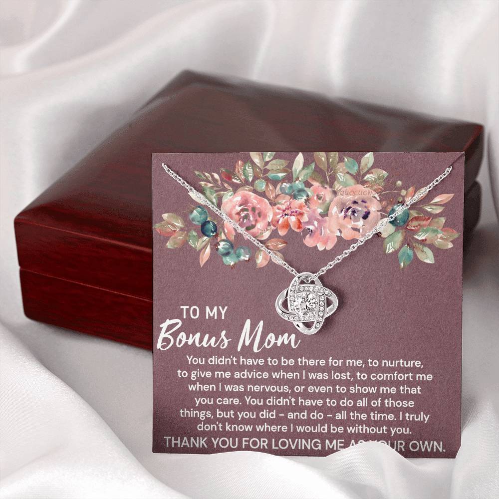 To My Bonus Mom Necklace From Bonus Daughter, Bonus Mom Gift Necklace, Bonus Mother Jewelry For Women, Thank You For Loving Me As Your Own Necklace Gift For Mom On Mothers Day, Anniversary, Birthday