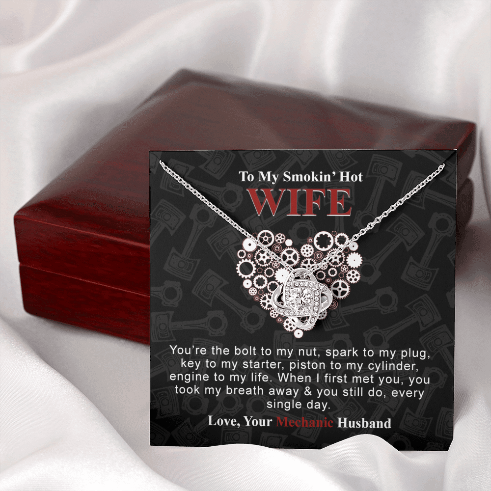 To My Smokin Hot Wife Necklace From Husband, Mechanic Necklace For Wife, Jewelry Gift For Women, Gift Necklace For Mechanic Wife Necklace From HUsband, Soulmate Gift Necklace For Women Love Knot
