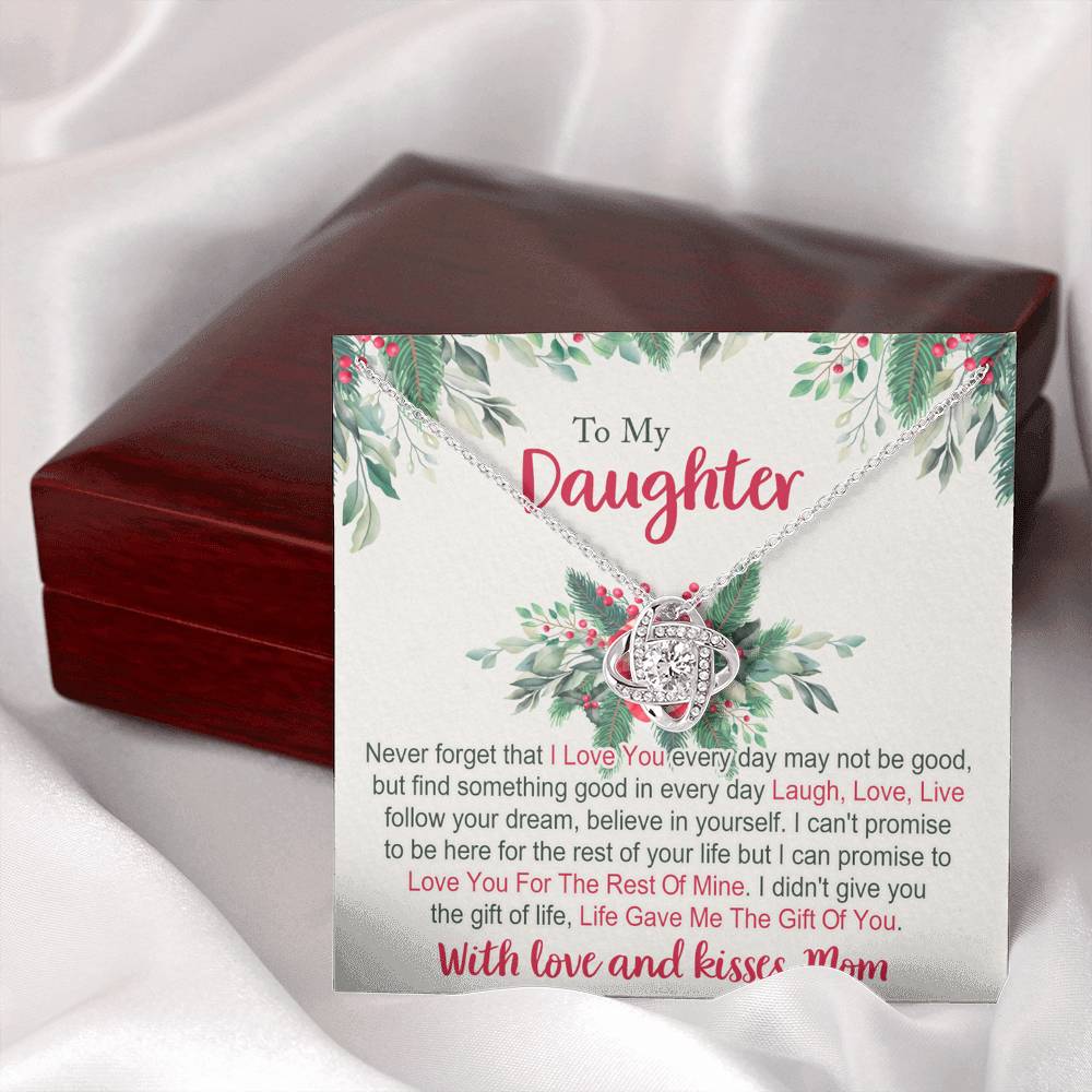 To My Daughter Gifts Necklace From Mom for Christmas Daughter's Graduation Gifts for Her, Mother To Daughter Necklace Christmas Card Pendant Mother And Daughter Jewelry Gift For Girls