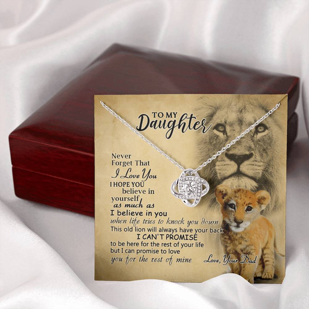 Daughter Gifts Necklace from Lion Dad to Daughter, Father Daughter Necklace, To My Daughter Lion Love Knot Necklace Gift Dad And Daughter Necklace Gift on Birthday Gift Anniversary Graduation Gift