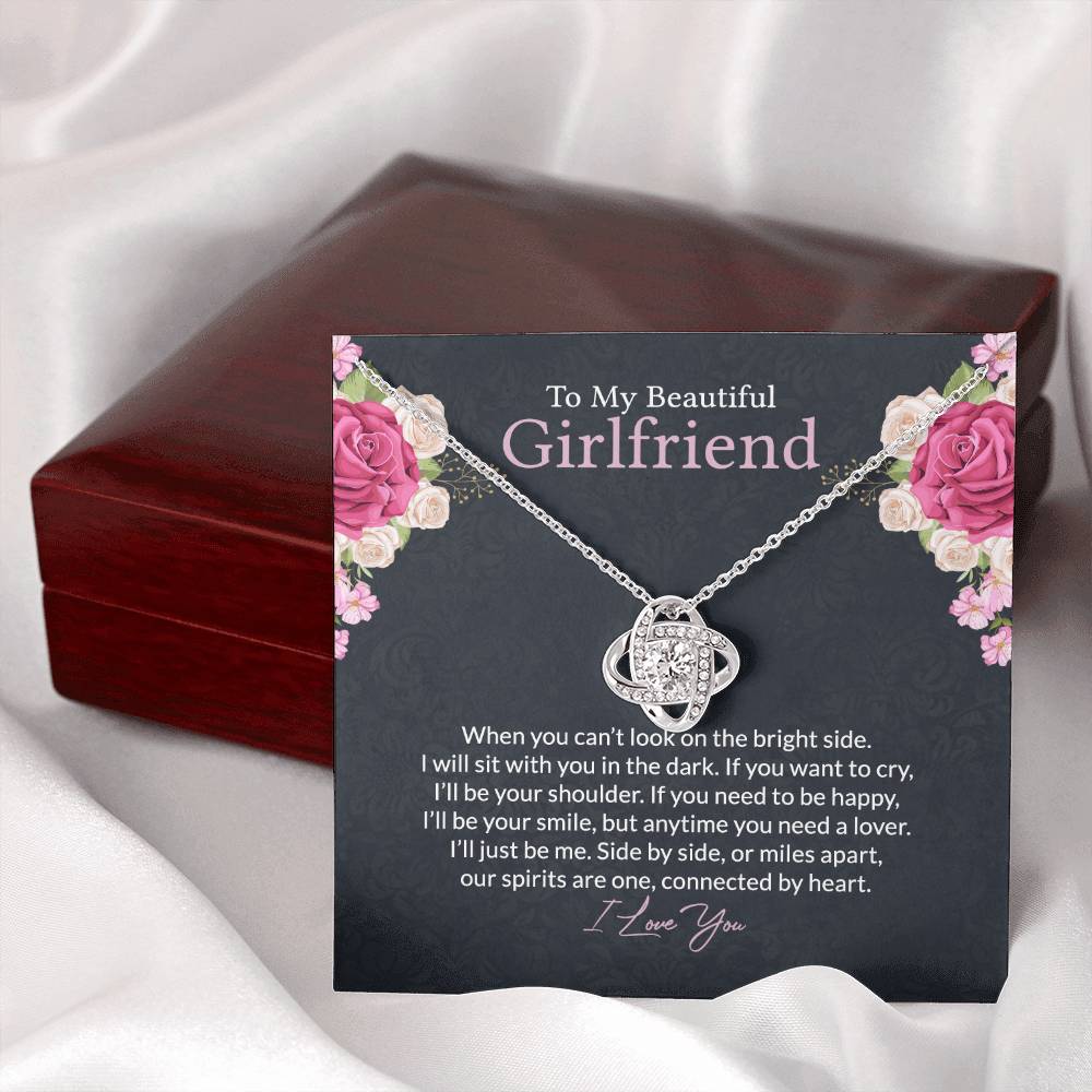 To My Beautiful Girlfriend Love Knot Necklace From Boyfriend, Husband, Girlfriend Gift Necklace - Love Knot Pendant Gift For Girlfriend, Soulmate Side By Side Gift Necklace To Girlfriend From Men