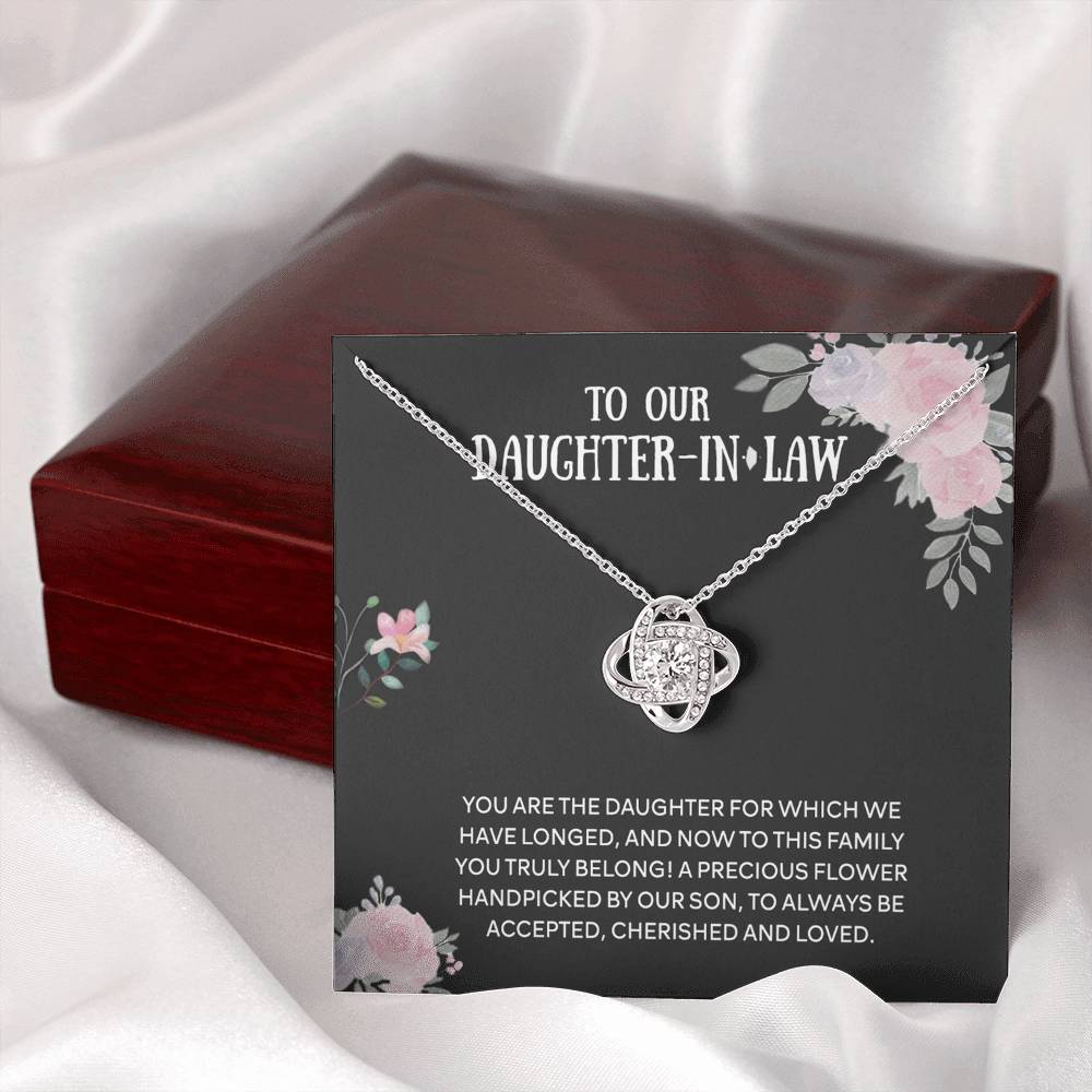 Personalized Gift Necklace From Mother In Law - Daughter Love Knot, To Our Daughter-In-Law Gift Necklace From Mother-in-Law, Daughter-in-Law Pendant Gift On Birthday Gift, Graduation Gift