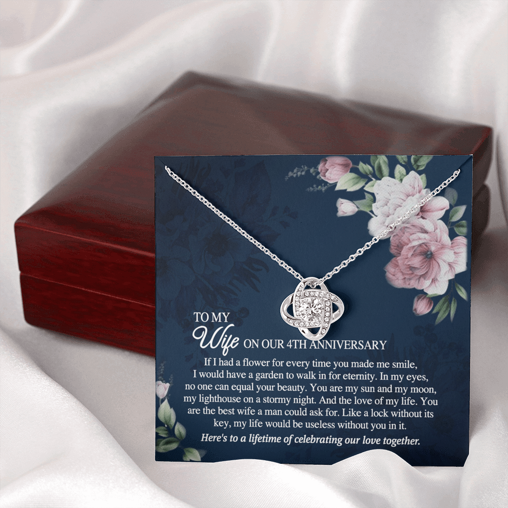 4th Anniversary Necklace Gift For Wife, 4TH Necklace Gift For Wife, Anniversary Necklace Gift For Wife, Soulmate Gift Necklace, To My Wife On Our 4th Anniversary Love Knot Necklace From Husband