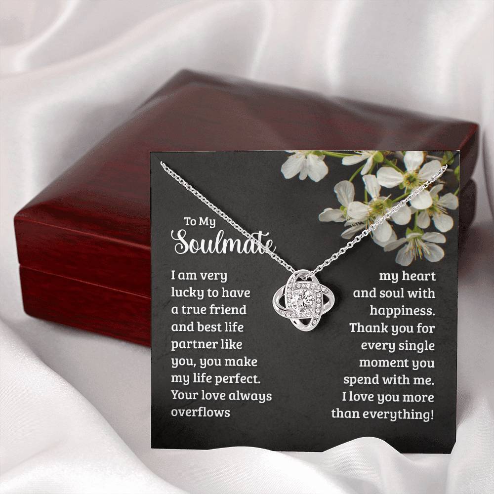 To My Soulmate Necklaces From Husband, Boyfriend, Necklace For Soulmate, Love Knot Pendant Gift For Soulmate On Birthday Wedding Day Christmas Jewelry Gift For Women, Cubic Zirconia Necklace