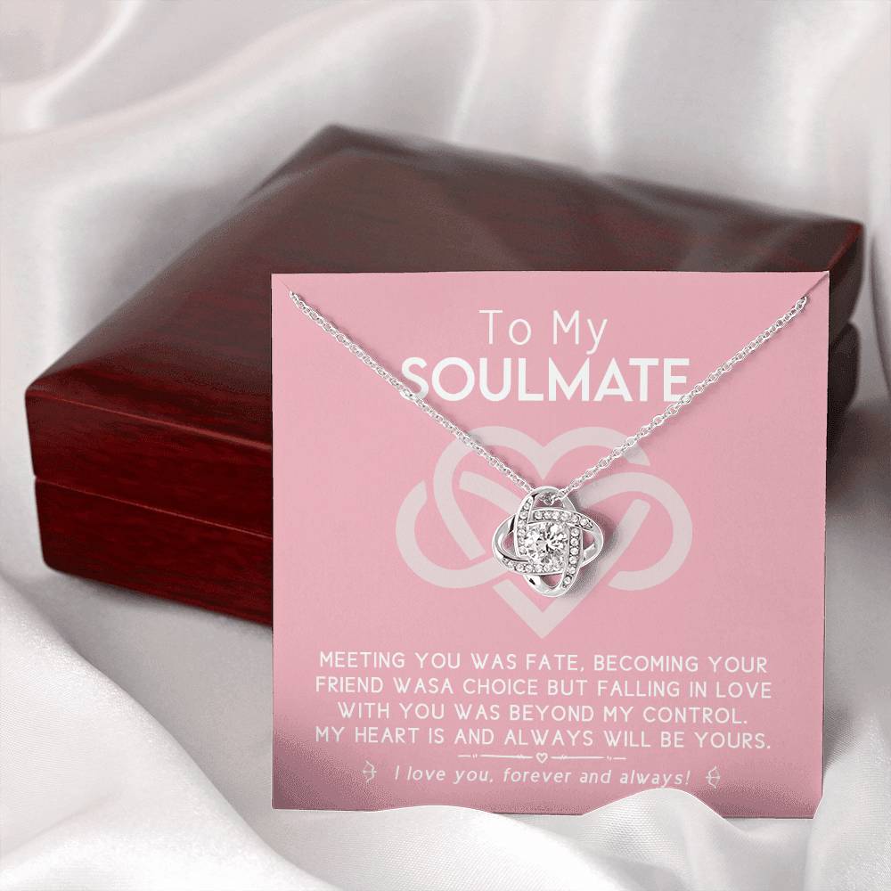 To My Soulmate Necklace From Husband, To Wife, Girlfriend, Soulmate Gift Love Knot Necklace On Valentines Day Christmas Necklace for Her Romantic Forever And Always Jewelry Gift For Women
