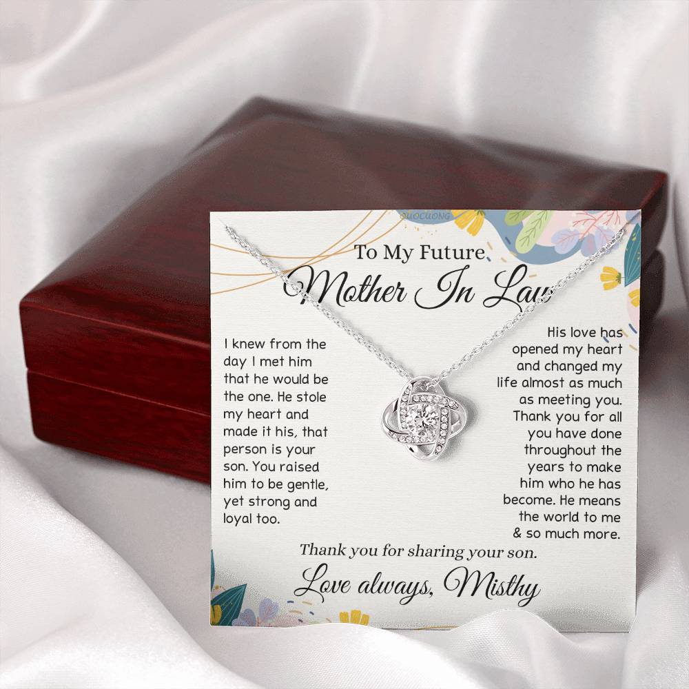 To My Future Mother In Law Necklace, To My Mother In Law Love Knot Necklace Gift From Son, Personalized Gift Necklace for Mother-In-Law From Son, Wedding Gift Necklace Bride Groom To Mother In Law