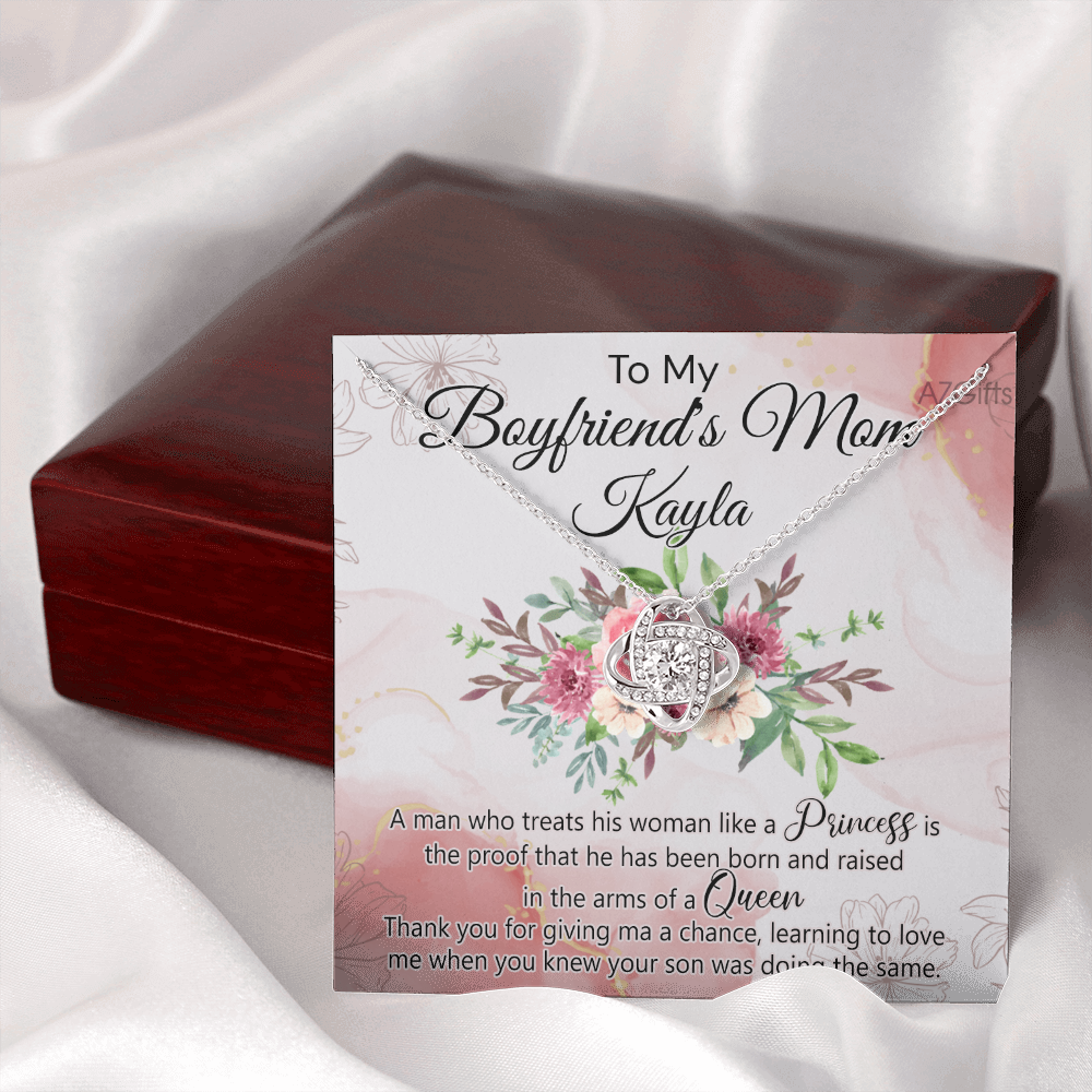 To My Boyfriend's Mom Necklace From Girlfriend, Boyfriends Mom Gift Necklace, Mothers Day Necklace For Boyfriends Mom From Girlfriend, Boyfriends Mom Love Knot Necklace On Mothers Day, Anniversary