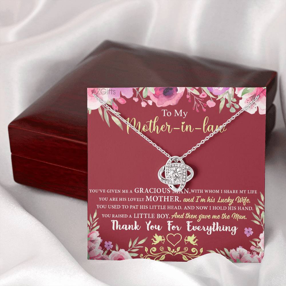 Gift For Mother In Law Necklace, To My Mother In Law Gift Necklace, Mom Love Knot Necklace, Gift To Mother In Law Necklace For Beautiful Mom Jewelry, Mother In Law Beautiful Mom Jewelry For Women