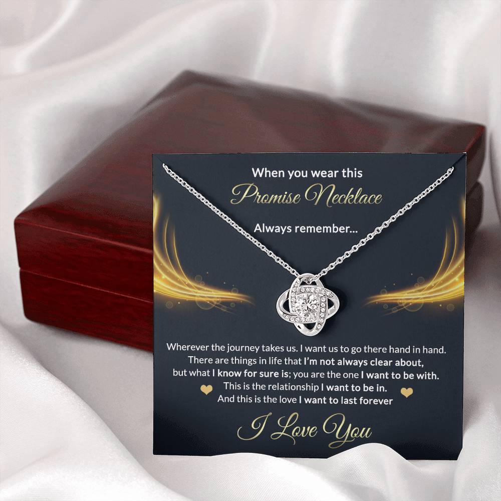 Promise Gift Necklace From Men, Jewelry Gift for Girls, Girlfriend - Promise Love Knot Necklace Gift for Women On Valentines Day, Anniversary, Long Distance Relationship Gifts Love Knot Pendant