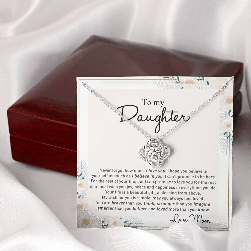 To my Beautiful Daughter Necklace With Thoughtful Card Box Gifts for Daughter from Mom Mother Daughter Gifts Jewelry for Girls Little Girl, Daughter Present On Birthday Graduation Gift Christmas
