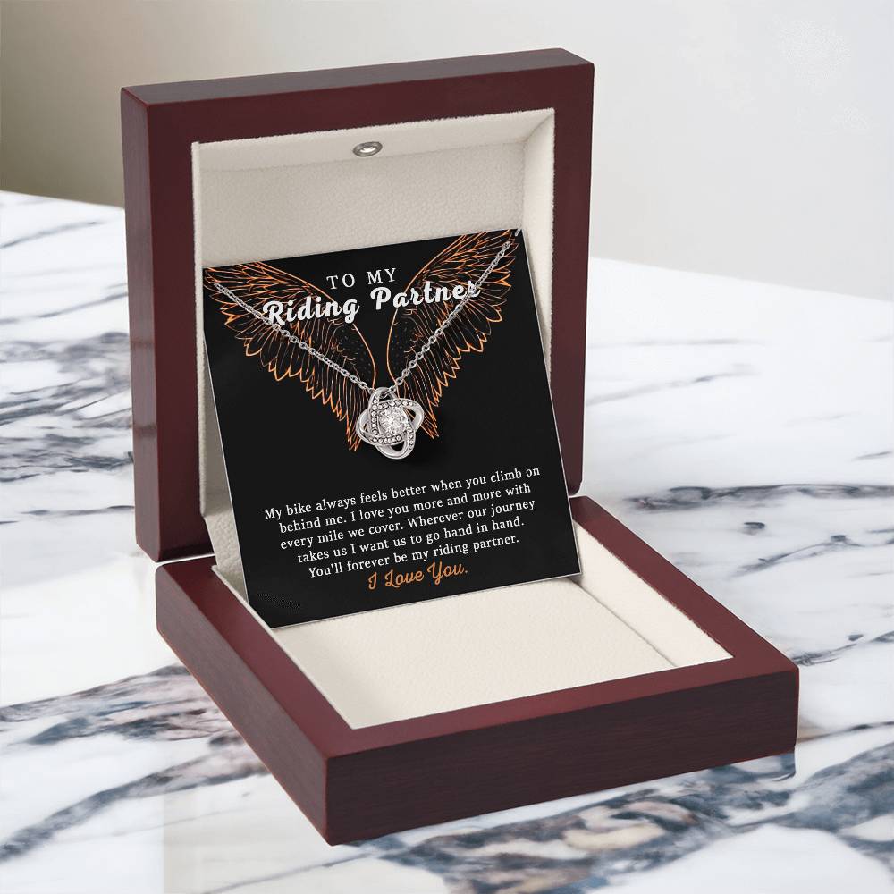 To My Riding Partner Necklace From Husband, Boyfriend, Love Knot Necklace Gift For Riding Partner, Cubic Zirconia Necklace Gift, Bikers Gift Necklace for Her Romantic, Girlfriend Gift Necklace 177433188713