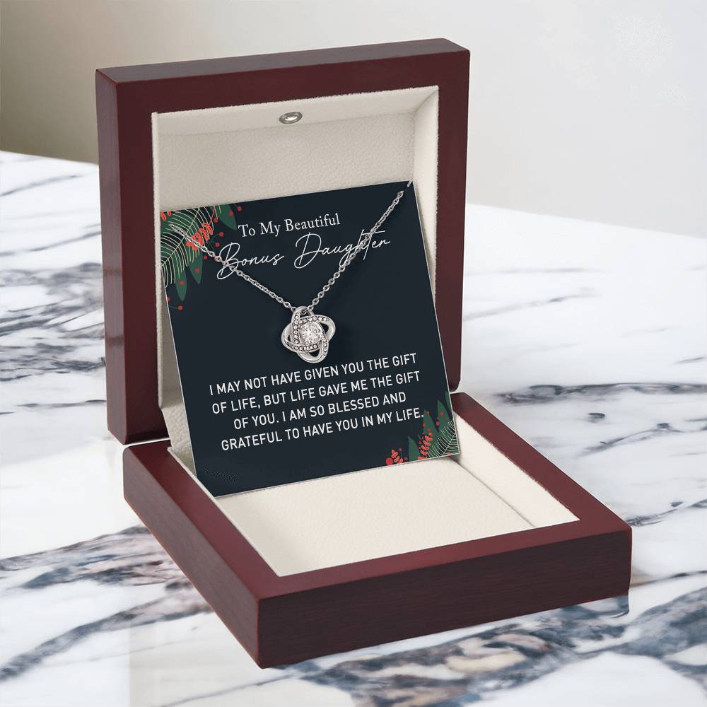 Daughter Gift Necklace, Step Daughter Birthday Gift Pendant Gift For Bonus Daughter, Mother To Bonus Daughter Jewelry Gift For Girls Her, To My Beautiful Badass Daughter Necklace From Mom