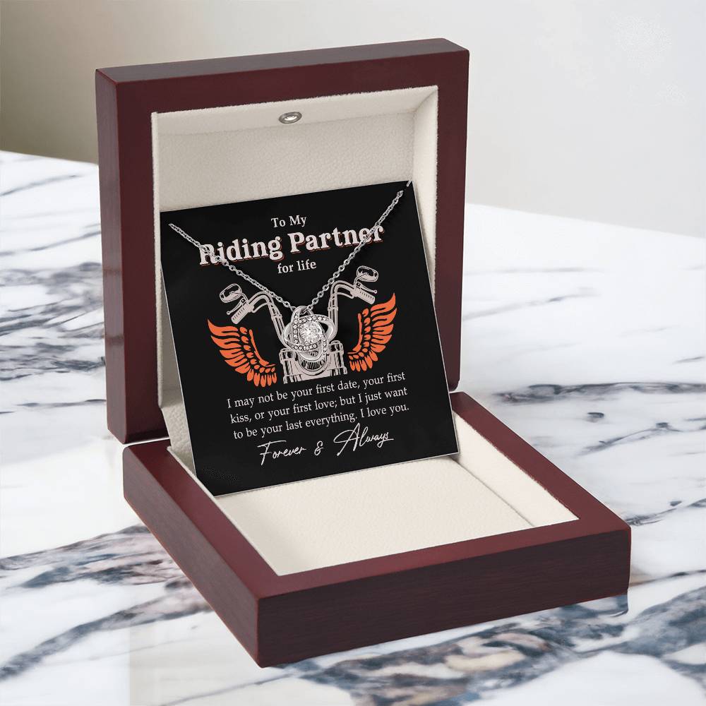 To My Riding Partner Necklace From Husband, Boyfriend Gift For Riding Partner Necklace Biker Woman Birthday Gift Anniversar Necklace for Her Romantic Girlfriend Gift Necklace Includes Message