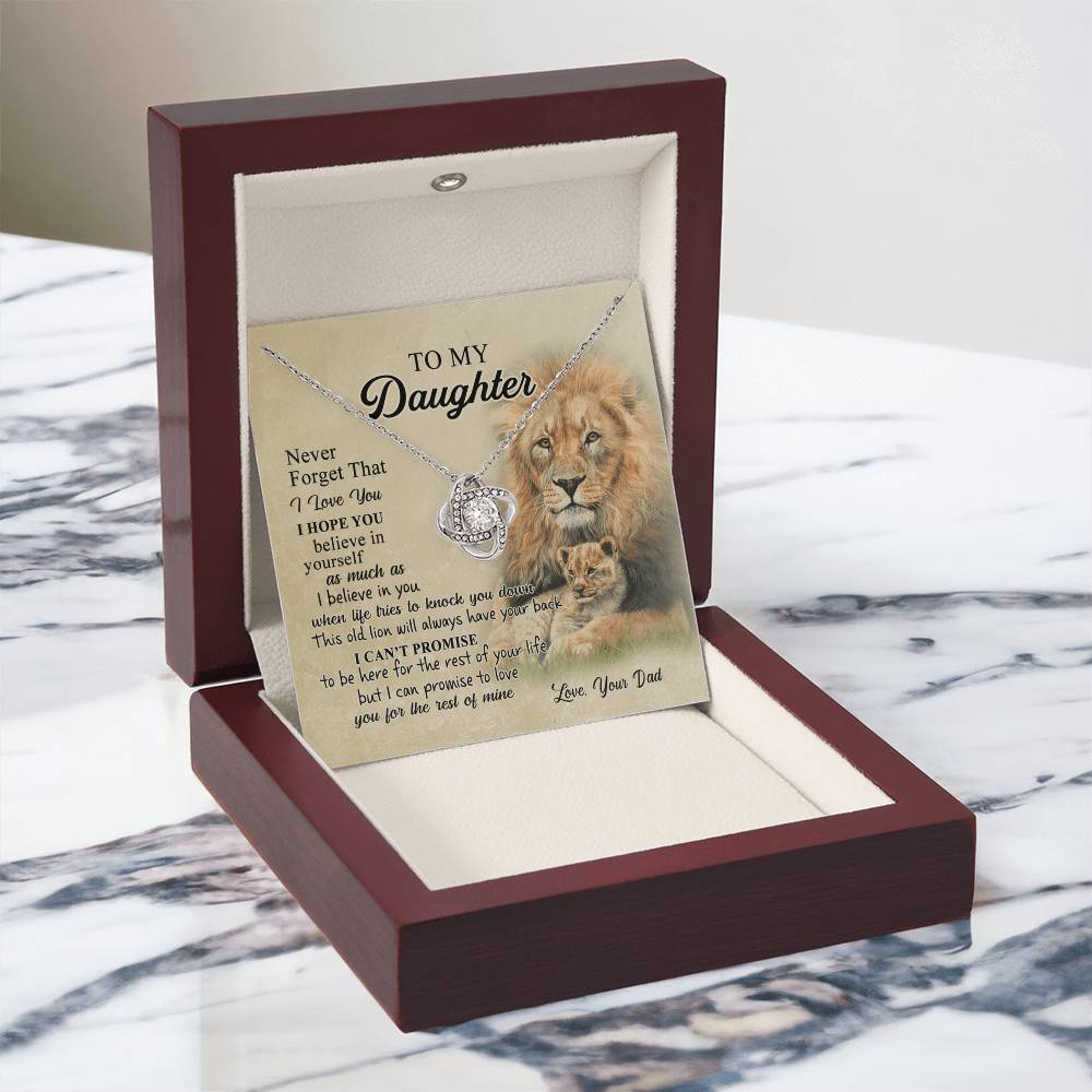 To My Daughter Gift Necklace from Dad Old Lion Your Back Believe Rest of Mine Personalized Gift Necklace Chain Gift on Birthday Graduation Gift Jewelry Gift For Girls, Little Girl Necklace