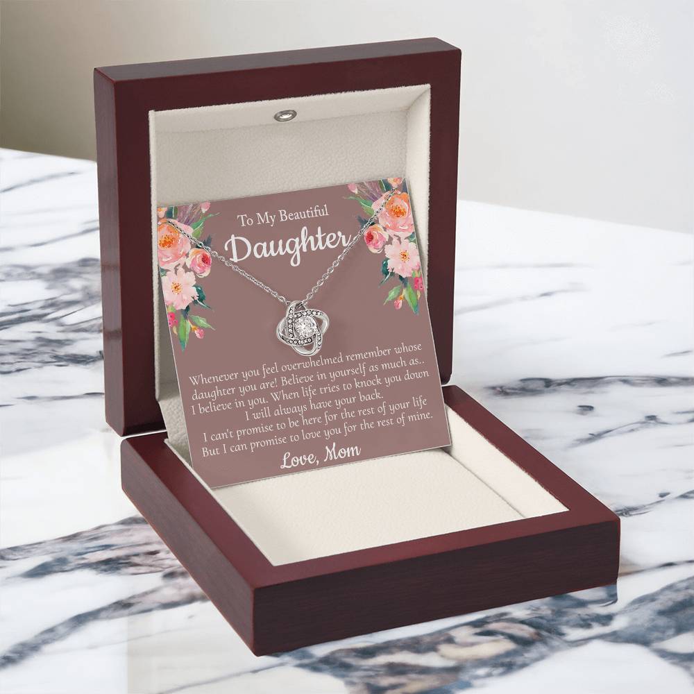 To My Beautiful Daughter Necklace From Mom With Thoughtful Card Box Gift, Necklace for Daughter from Mom Gifts Jewelry for Girls, Her Little Girl Necklace,  Mother To Daughter Gift Necklace