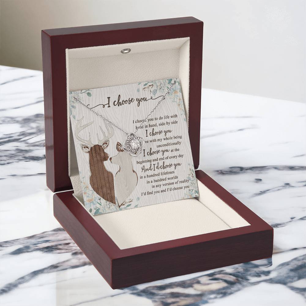 To My Smokin' Hot Doe Necklace From Husband, Boyfriend, I Choose You Hunting Love Knot Necklace Smokin' Hot Gift for Her Romantic, Girlfriend Gift Necklace Soulmate Gift Necklace With Message