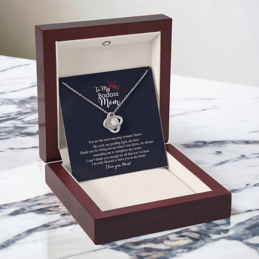 To My Badass Mom Love Knot Necklace, Gift For Mom Mother's Day Birthday Gift