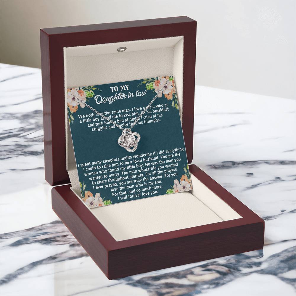 Mother And Daughter -  Daughter in Law Love Knot Necklace, To My Daughter Daughter-in-Law Necklace From Parent Gift On Birthday Gift, Graduation Gift Christmas, We Both Love The Same Man Necklace