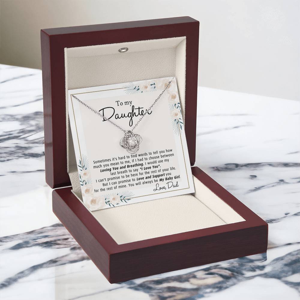 To My Daughter Gift Necklace From Dad with Message Card and Gift Box for Daughter Gift Necklace, Father And Daughter Gift Jewelry For Girls, Little Girl Necklace Loving You And Breathing Jewelry