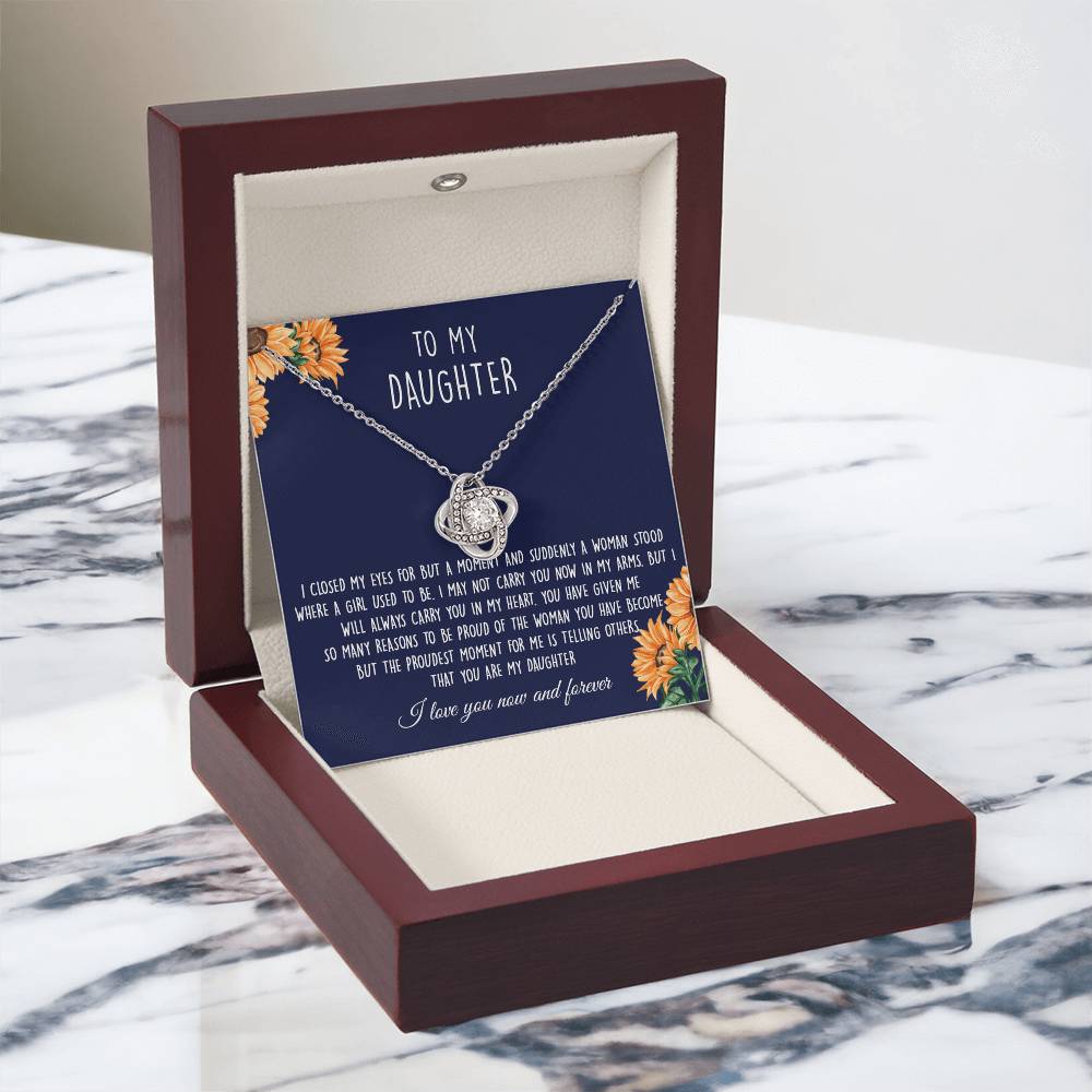 Gift Necklace For Daughter, To My Daughter Love Knot Necklace From Mom - I Love You Now And Forever Necklaces For Daughter From Mom And Dad Daughter Necklace,vSuddenly A Woman Jewelry Gift For Girls