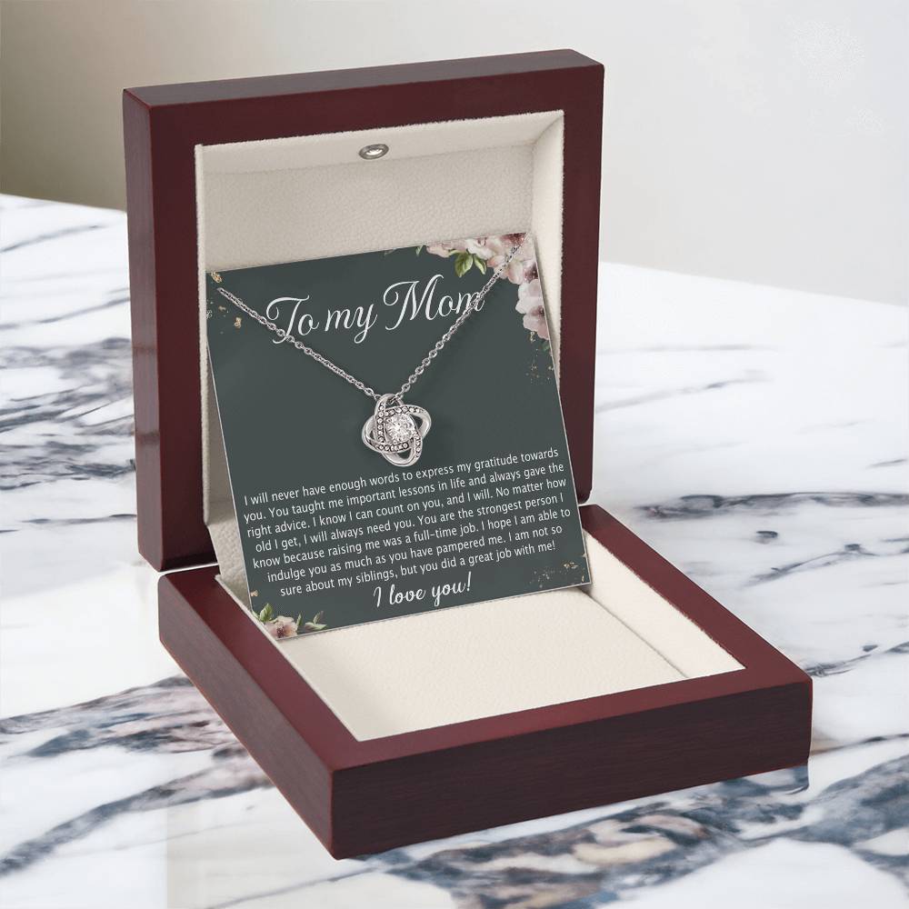 To My Mom Love Knot Necklace From Daughter, No Matter Necklace Gift For Mom, Daughter And Mother Love Knot Pendant Gift For Mom, Jewelry Gift For Women, Mom Gift Necklace, Daughter To Mom Pendant