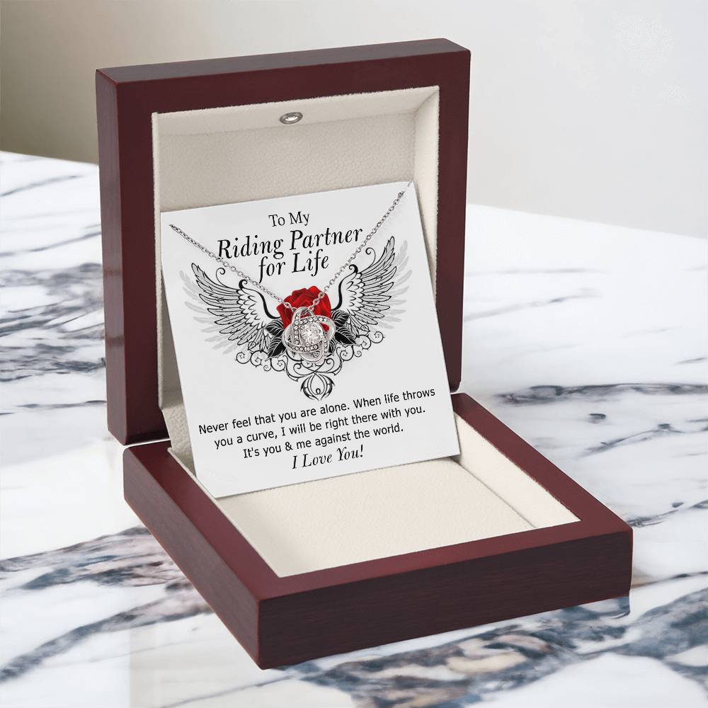 To My Riding Partner for Life Love Knot Necklace, Gift Necklace For Girlfriend, Gift Necklace To My Wife, Soulmate Gift Necklace For Her Luxury Jewelry Necklaces Gift On Birthday, Xmas, Anniversary