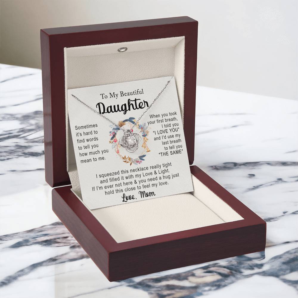 Personalized Necklace With Message Card And Box, Jewelry Custom Card For Daughter, To My Beautiful Daughter Necklace From Mom, Mother To Daughter Pendant From Mom Jewelry Gift For Girls