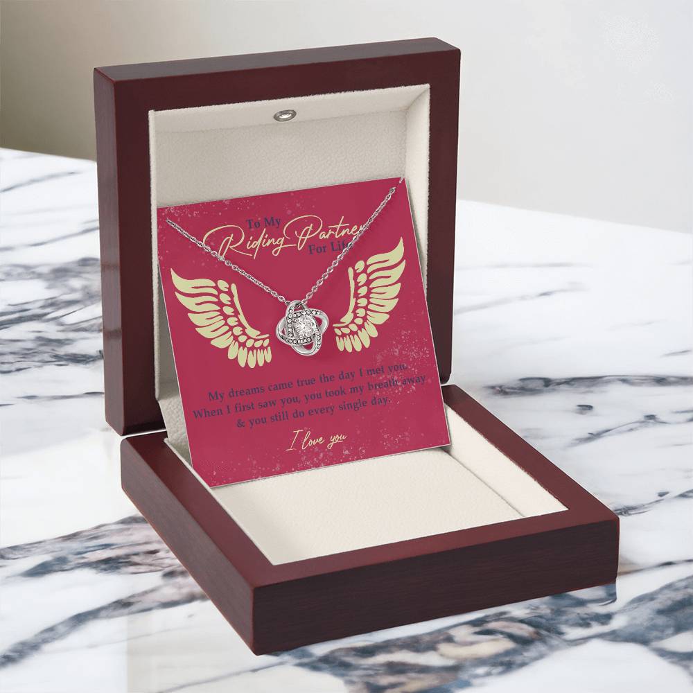 To My Riding Partner for Life Necklace From Husband, Boyfriend, Biker Wife Motorcycle Love Knot Necklace, Jewelry For Women Gift Necklace for Her Romantic Girlfriend Gift Necklace Message Card