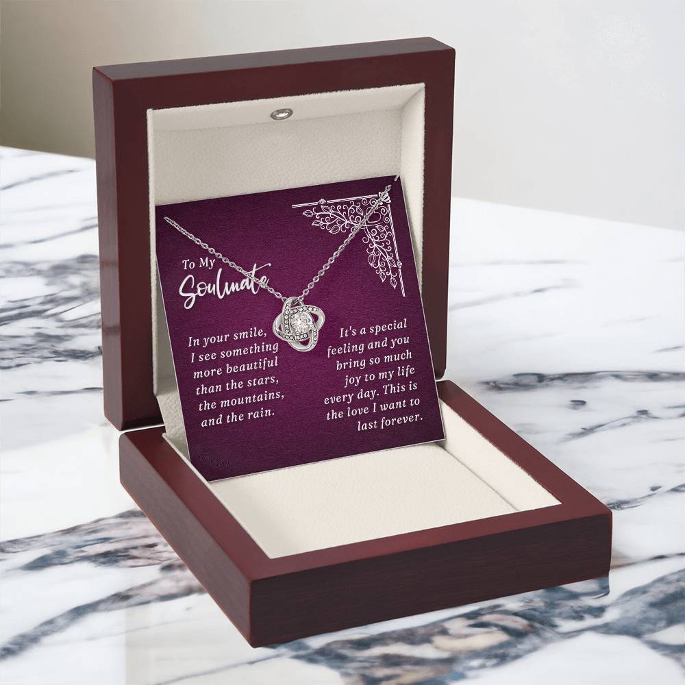 To My Soulmate Necklace From Husband, Boyfriend, Gift Necklace for Soulmate, Love Knot Necklace for Girlfriend, Soulmate Jewelry, Future Wife Gift Necklace, Necklace for Wife 14k White Gold