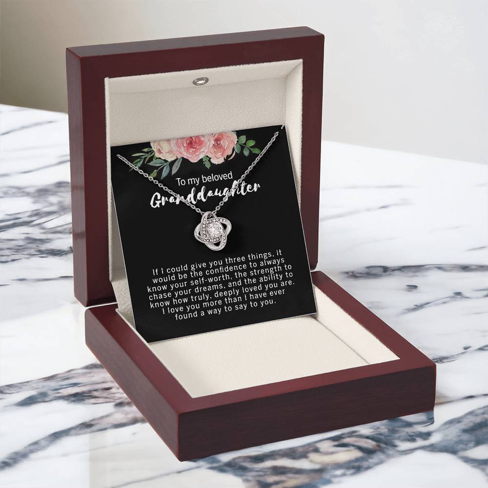 Love Knot Necklace For Granddaughter - To My Beloved Granddaughter Necklace From Grandma, Grandmother Gift Necklace On Birthday Gift Graduation Gift, Christmas Beloved Granddaughter Gift Necklace