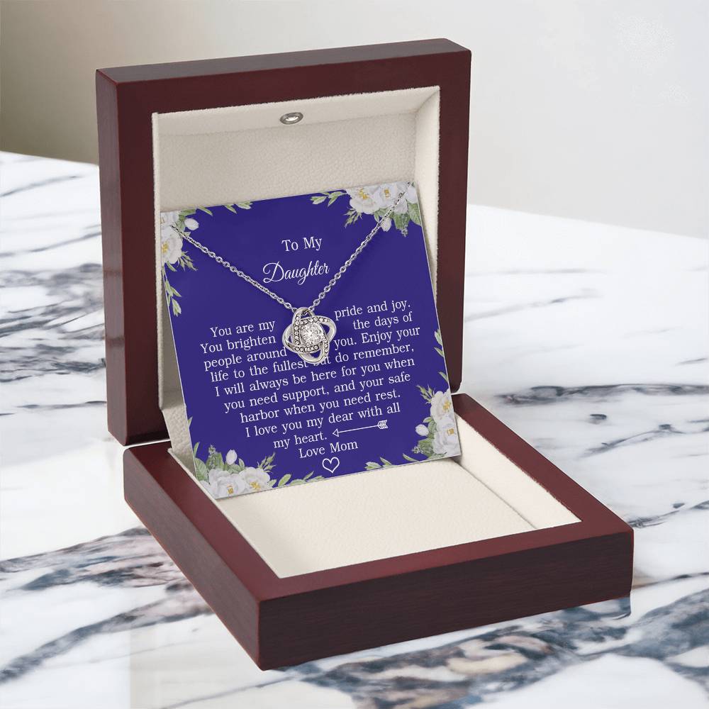 To My Daughter Love Knot Necklace From Mom And Daughter Pendant Gifts For Daughter's From Mother To Daughter Jewelry Gift For Girls, Daughter Necklace Gift From Mother, Daughter To Mom Jewelry