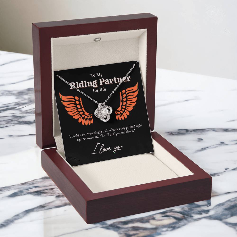 To My Riding Partners Necklace From Husband, Boyfriend, Riding Partners Love Knot Pendant Gift For Life Motorcycle Girlfriend Gift Necklace for Her Romantic, Girlfriend Gifts Necklace