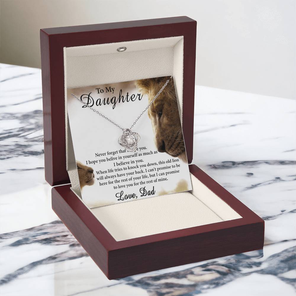 Father Daughter Necklace - Sterling Steel Necklace For Daughter, Necklace Gift On Graduation Gift Birthday Gifts for Daughter from Dad - Lion Daughter Jewelry Gift For Girls, Little Girl Necklace