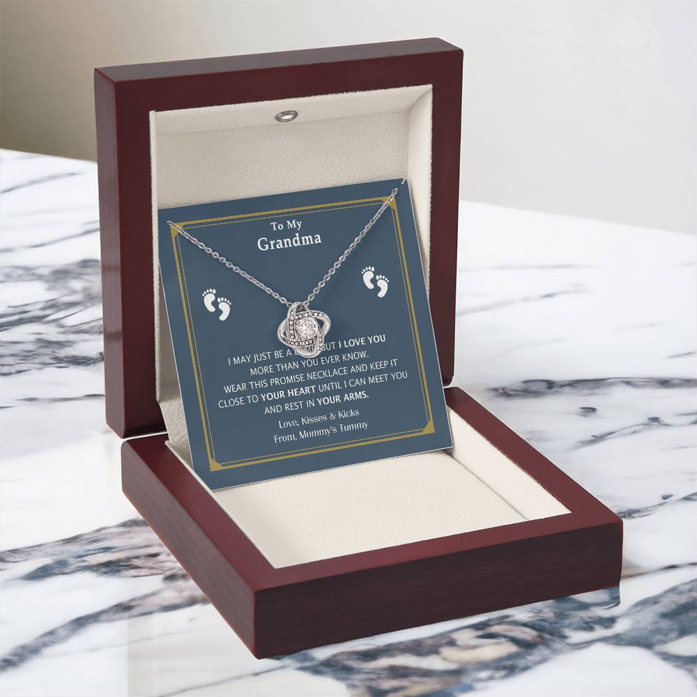 Grandma Gift Necklace From Mommy's Tummy - To My Grandma Love Knot Necklace From Granddaughter, Grandmother Grandma Necklace from Grandchildren Granddaughter - Jewelry Gift for Women, Grandma Gift