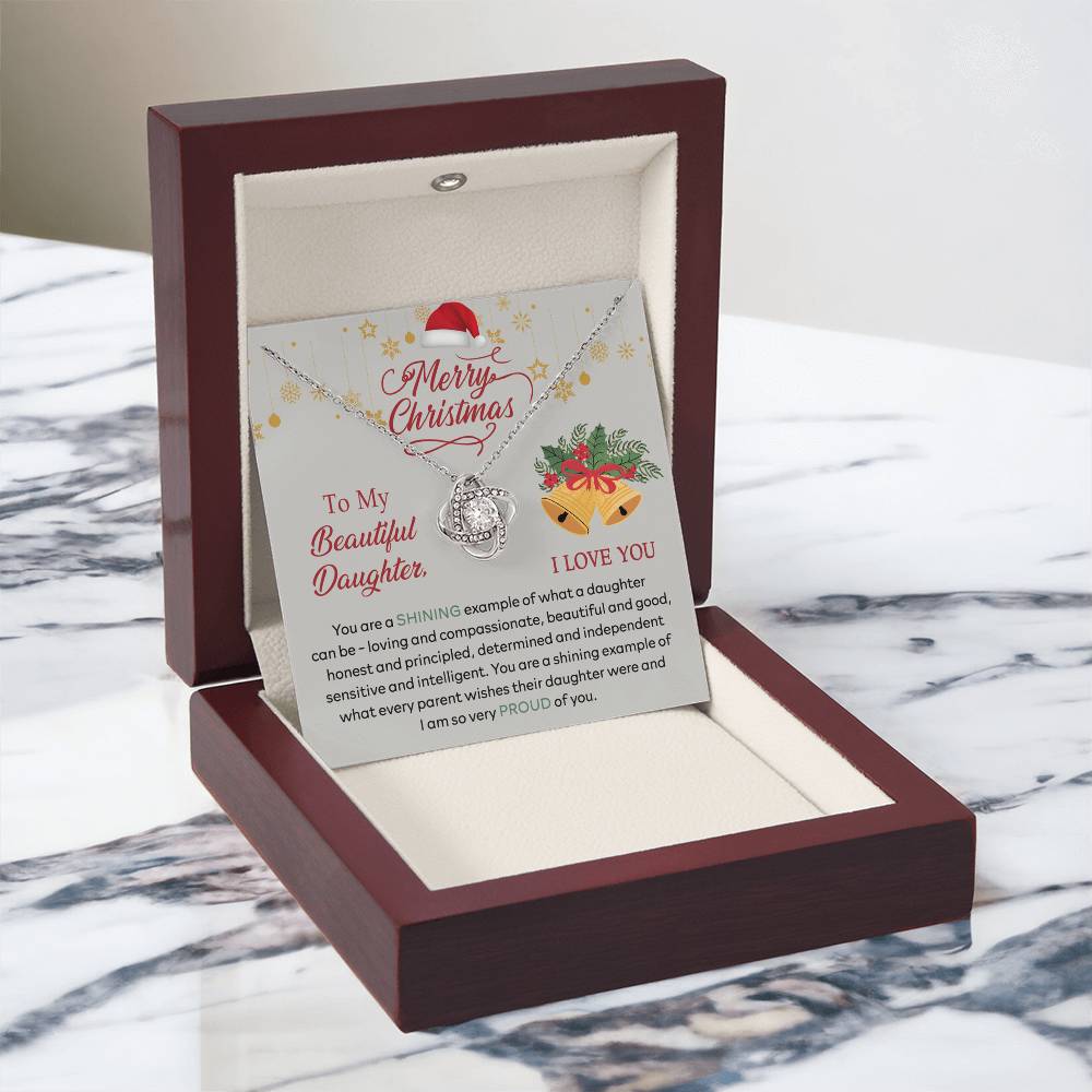 Merry Christmas Daughter Gift Necklace - To My Beautiful Daughter Necklace From Mom, Mother And Daughter Jewelry Gift For Daughter Christmas Gift, Graduation Gift For Daughter I Love You Necklace