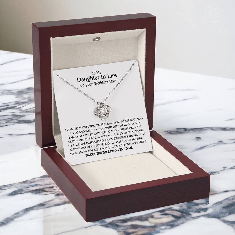 To My Daughter-In-Law On Your Wedding Necklace From Mother In Law, Daughter In Law Gift On Wedding Day, Future Daughter In Law, Bride Gift From Mother In Law - Jewelry Gift For Girls, Little Girls