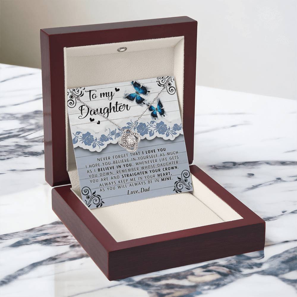 To My Daughter Necklace from Dad Father to Daughter Necklace, Pendant Gift Daughter Wedding Gift Necklace Present Graduation Gift Daughter Birthday Xmas Jewelry Gift For Girls Little Girl Necklace