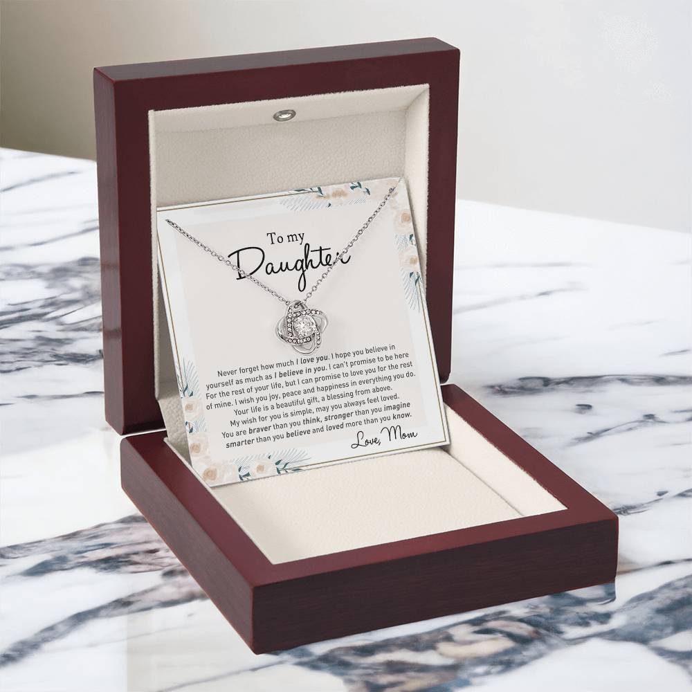 To my Beautiful Daughter Necklace With Thoughtful Card Box Gifts for Daughter from Mom Mother Daughter Gifts Jewelry for Girls Little Girl, Daughter Present On Birthday Graduation Gift Christmas
